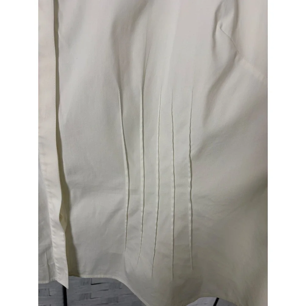 Lafayette 148 women's blouse button up cream pleaded feminine office plus size - Picture 2 of 9